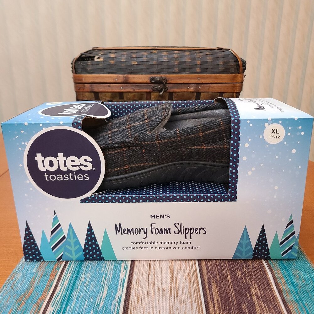 Mens Totes Toasties Memory Foam Slippers Size XL 11-12 Dark Charcoal NEW